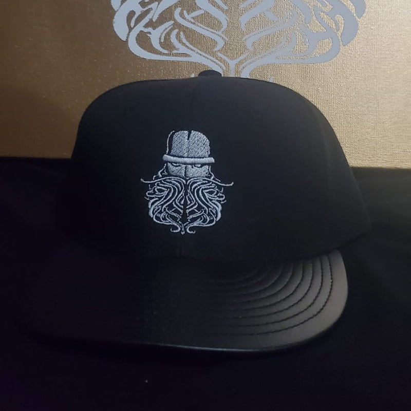 Black /White Logo/ Black Leather | DogmaClothing Hat