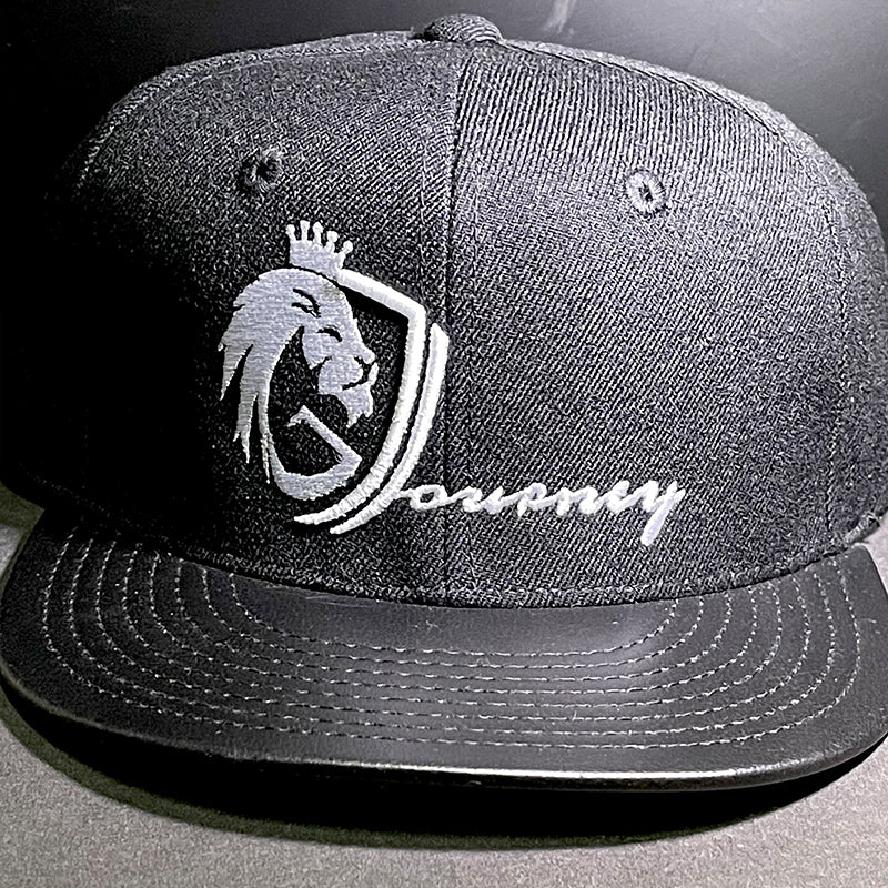 Black / White Logo / Black Leather | Gabriels Journey Hat