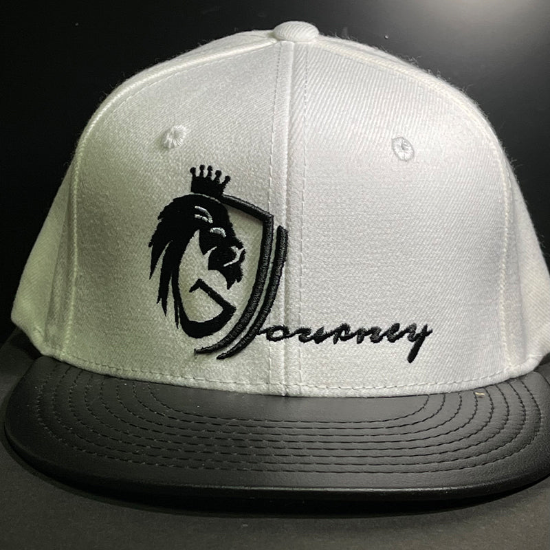 Light Gray/ Black Logo / Black Leather | Gabriels Journey Hat
